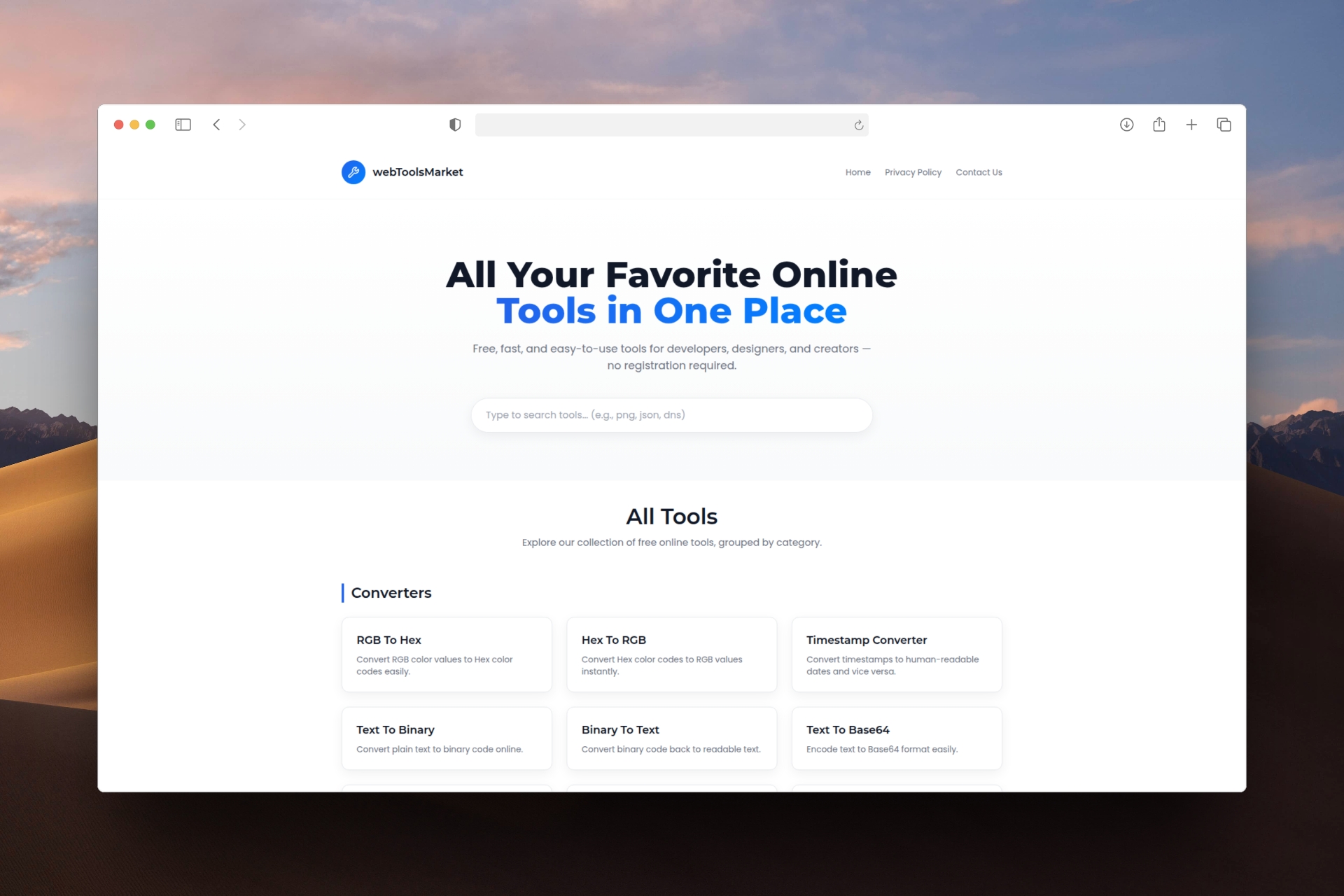 webToolsMarket Developer Platform